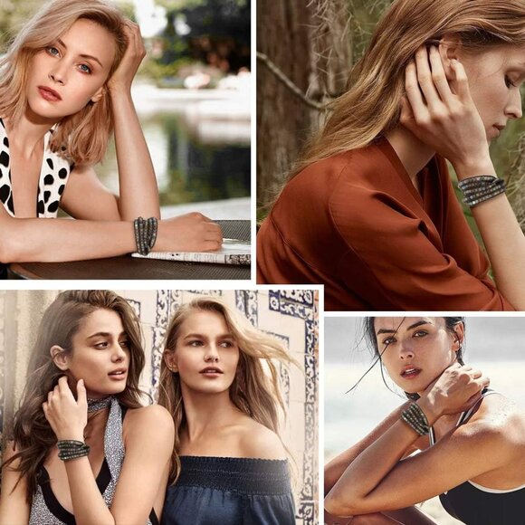 Layered Leather Bracelet Handmade Agate Amethyst Chakra Beaded Fashion Gift - Picture 6 of 8